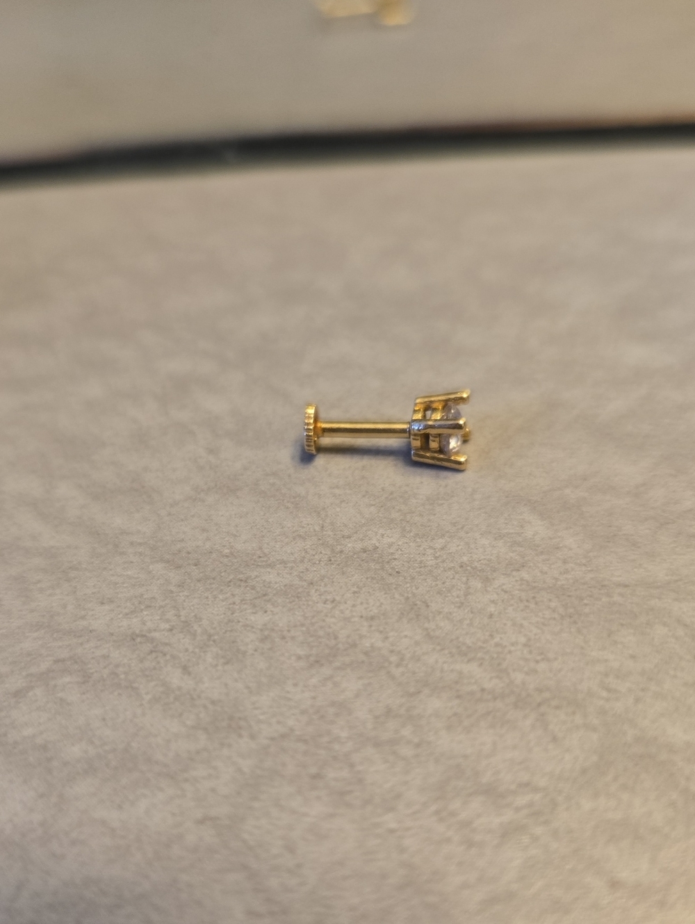 14k Gold  Single Stud Earring with Cz